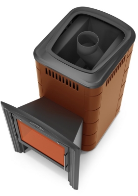 Печь для бани ПБ Тунгуска 2017 Inox Витра терракота